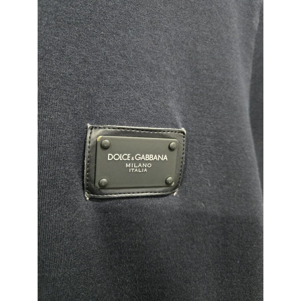 Dolce & Gabbana Essential Logo Plaque T-Shirt Short Sleeve Navy Blue 48 US 12/L - Picture 3 of 7